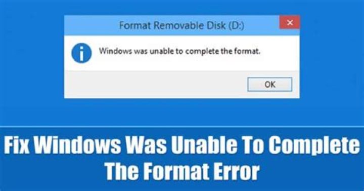 Windows was unable to complete the format error?