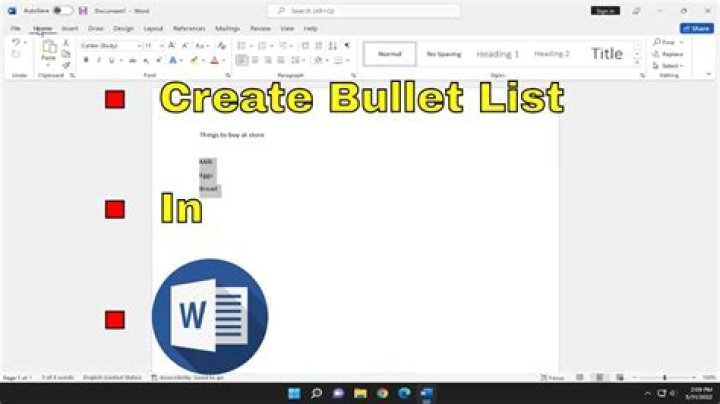 Word shortcut to start bulleted list