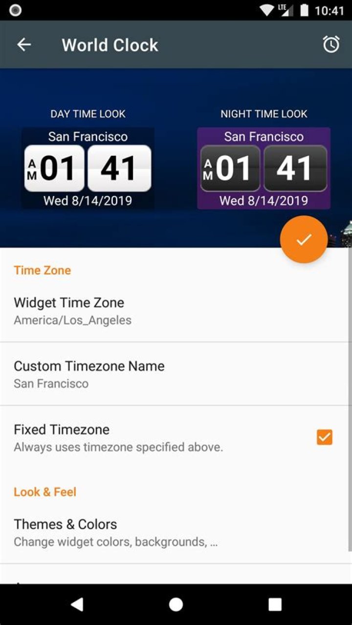 World clock widget screenshot
